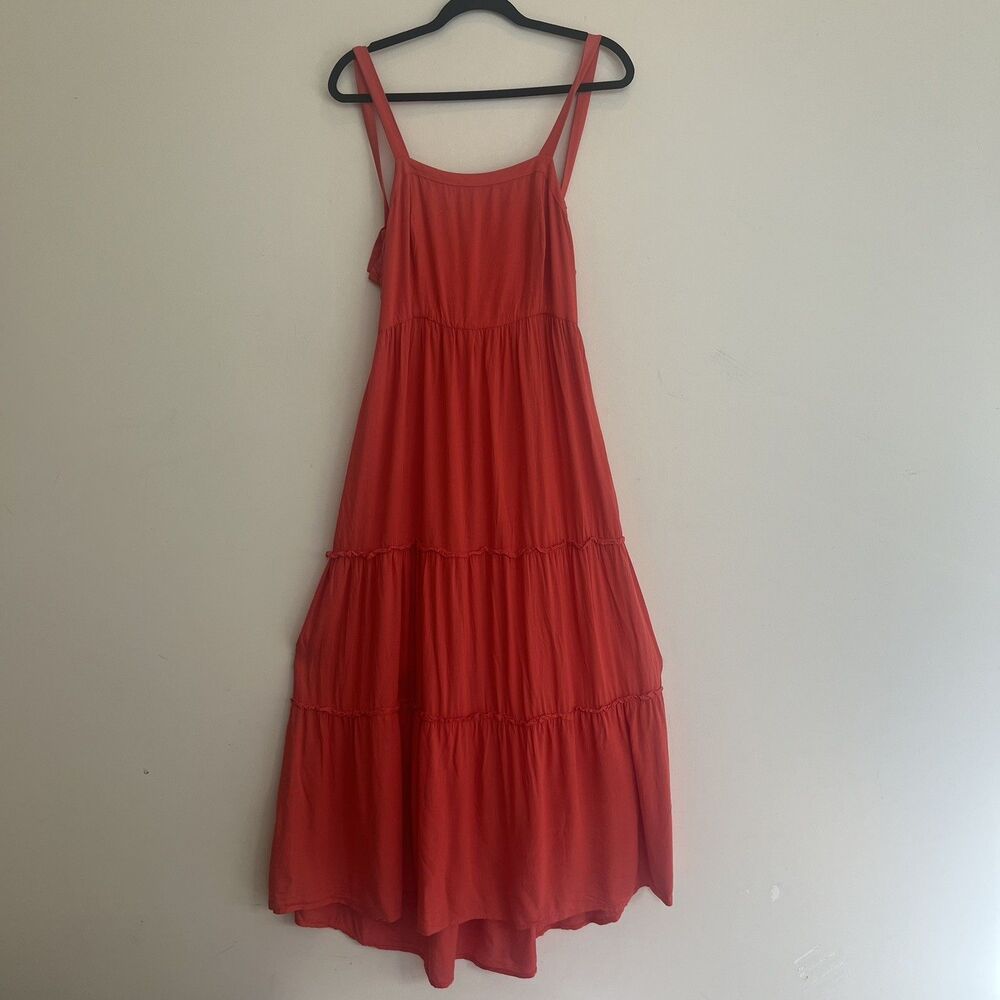 Patrons of Peace Maxi Dress Orange Low Back Adjustable Straps Tie Bust L